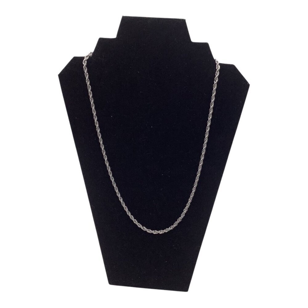 4mm Stainless Steel Unisex‎ Rope Chain Necklace 24-Inch Sliver Tone